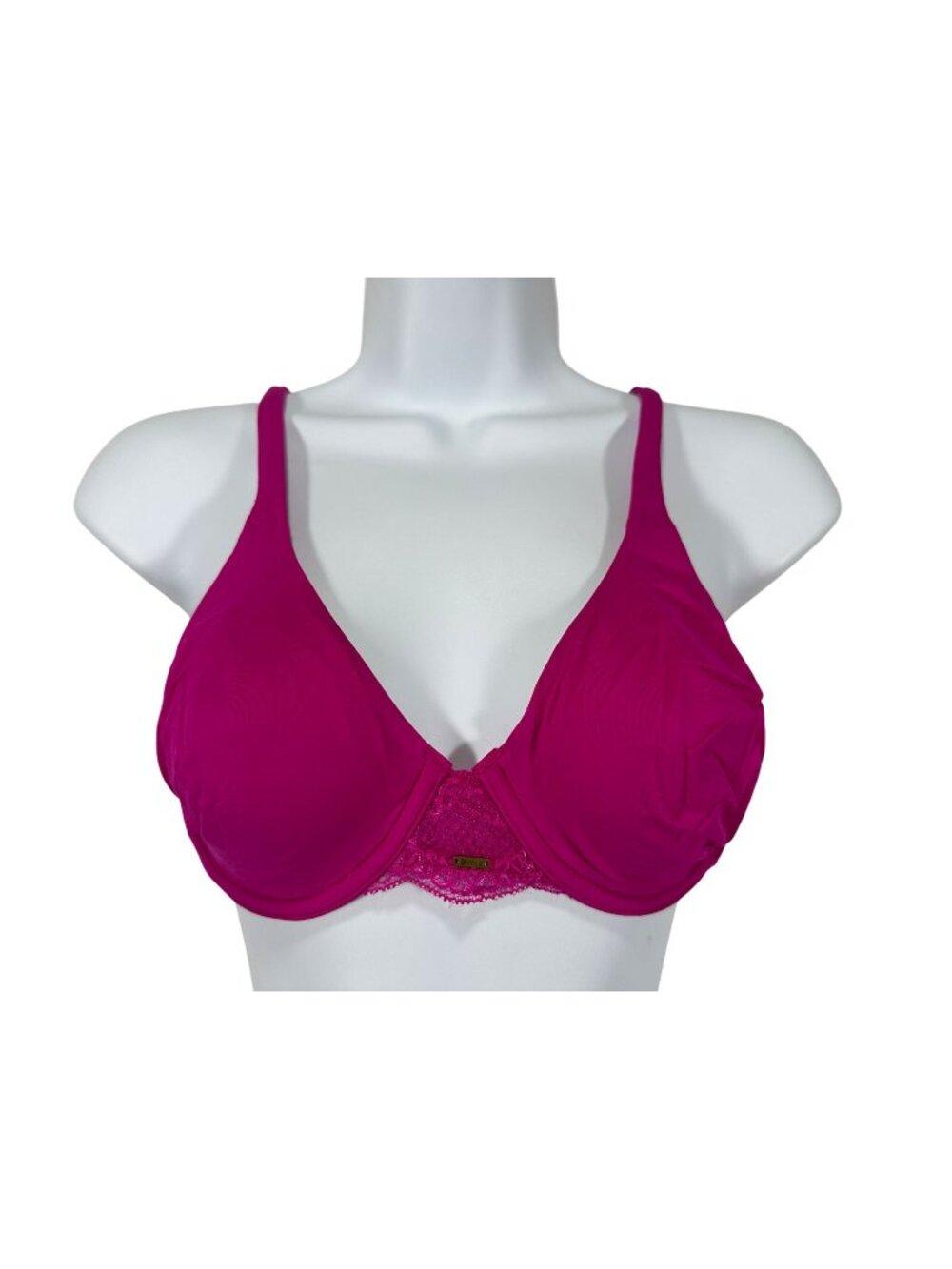 BeMe New York Womens Pink Demi Bra Size 36B Lace Underwire Adjustable Straps